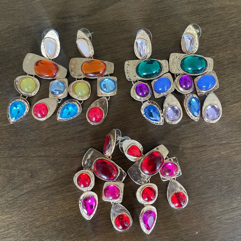 Colorful Gemstone Statement Earrings